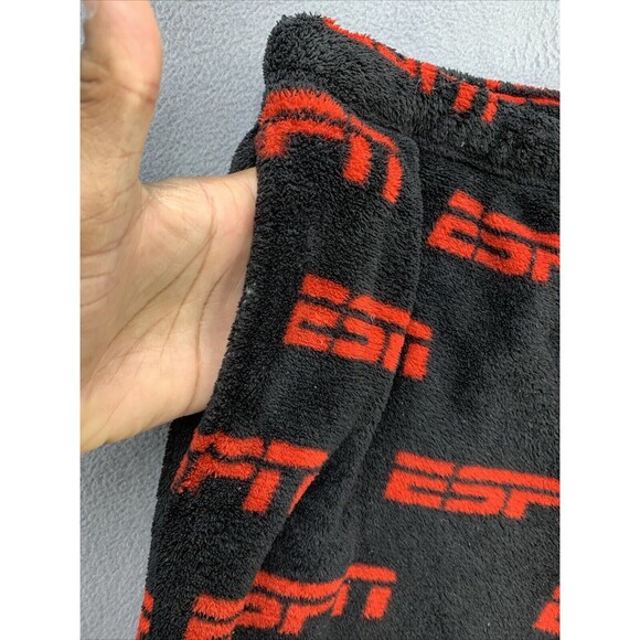 ESPN Fleece Lounge Pants Men’s Size Large Black Red 100% Polyester Game Day - Picture 11 of 14